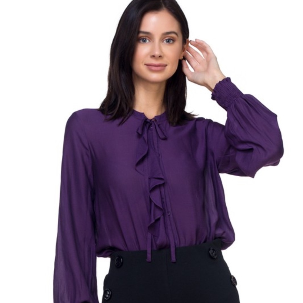 Purple Ruffle Shirt - Picture 2 of 7